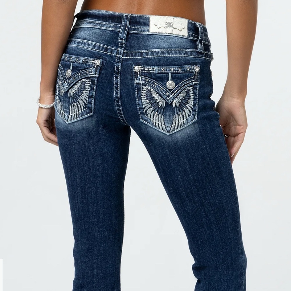 Miss Me Boot Cut Jeans Blue Silver Embroidery - Picture 5 of 6